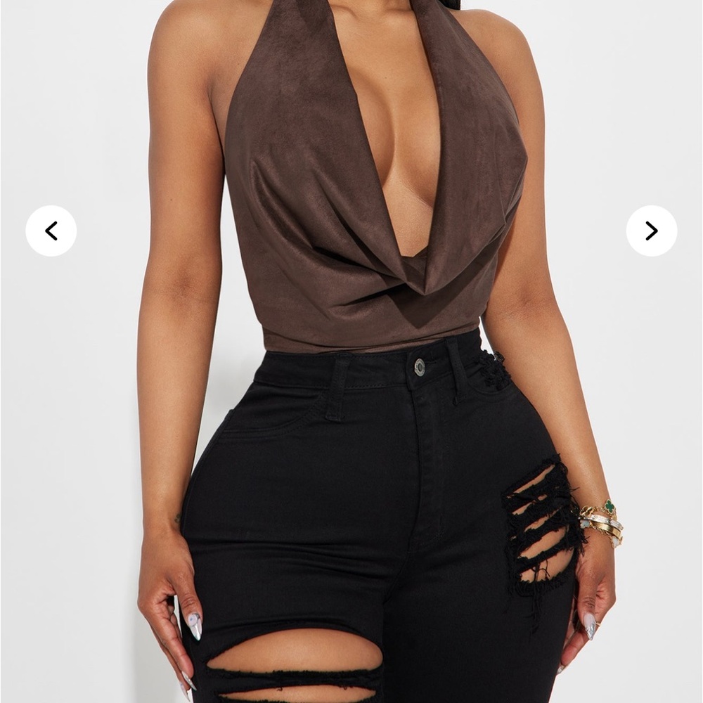 Brown Halter Bodysuit